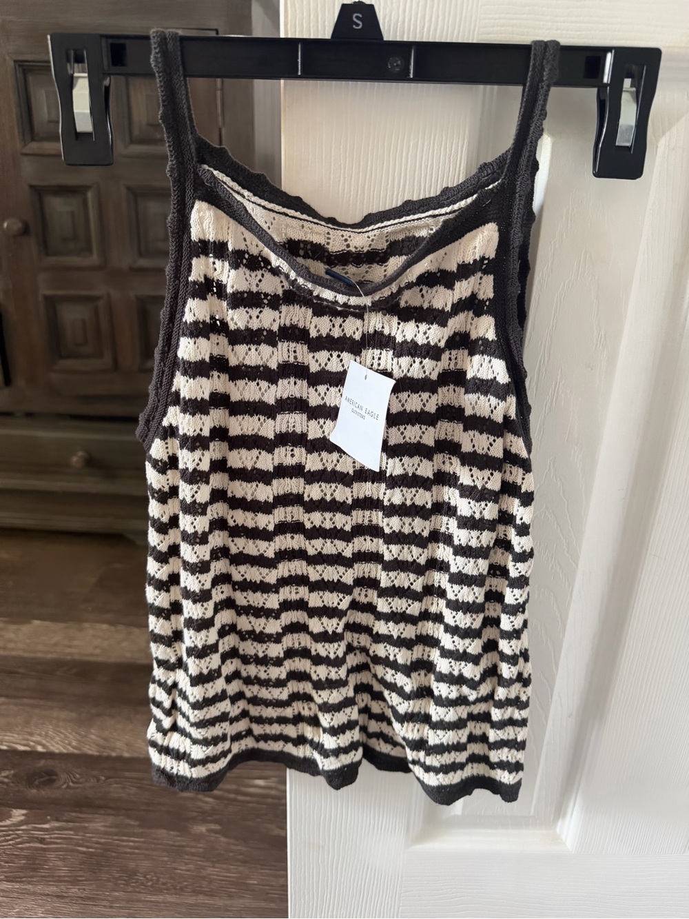 Black and Cream Striped Knit Tank